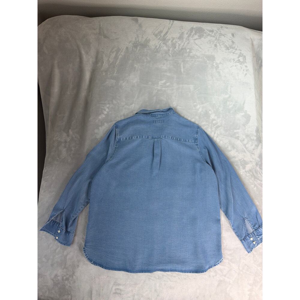Gap Tencel Denim Utility Boyfriend Shirt Light Indigo Women's XL Double Pocket - Picture 7 of 12